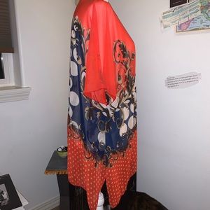 Bright red patterned Japanese kimono